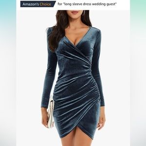 Velvet V Neck Dress